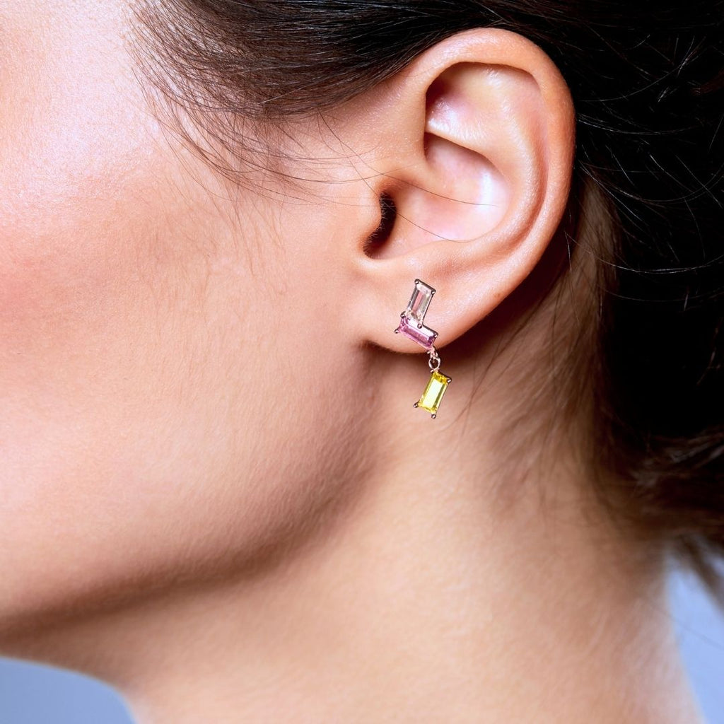 Sprinkling Earrings - rodhium plated brass