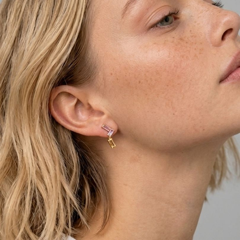 Orecchini Sprinkle - ottone con placcatura in rodio
