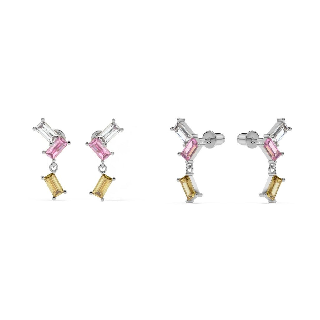 Sprinkling Earrings - rodhium plated brass