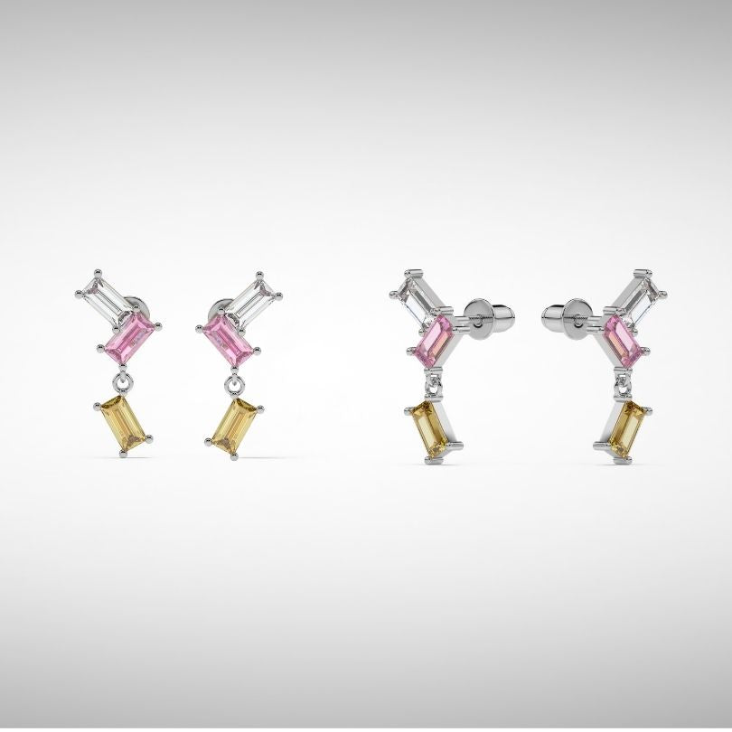 Orecchini Sprinkle - ottone con placcatura in rodio