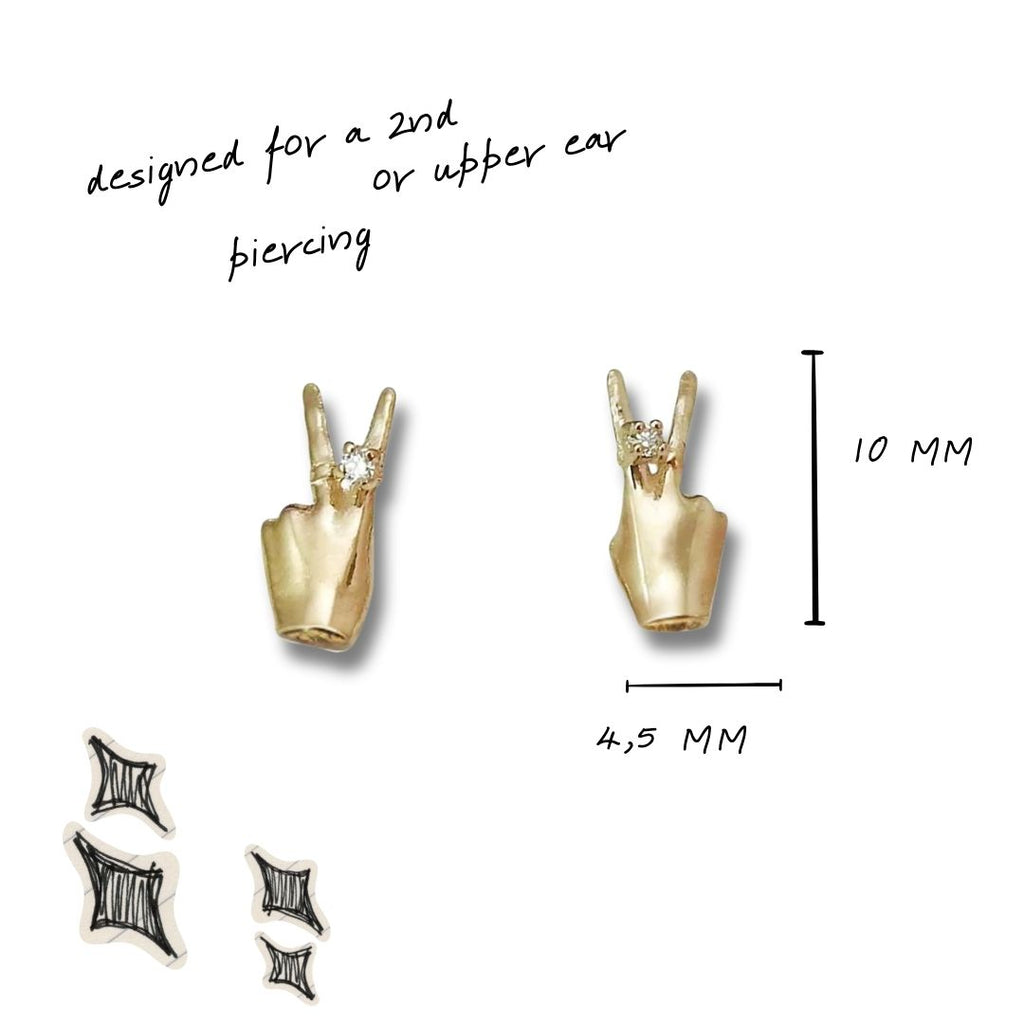 Handpeace stud earrings - sterling silver 925