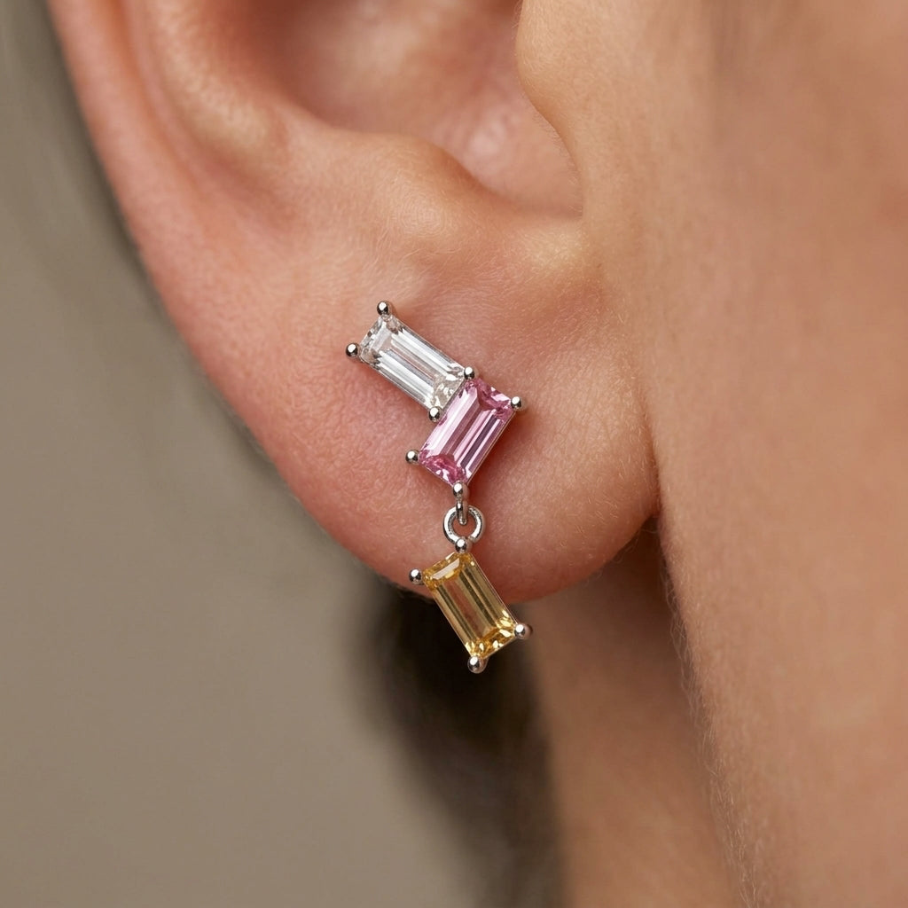 Orecchini Sprinkle - ottone con placcatura in rodio