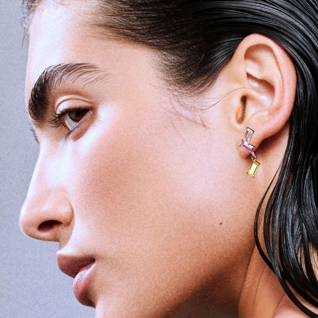 Sprinkling Earrings - rodhium plated brass